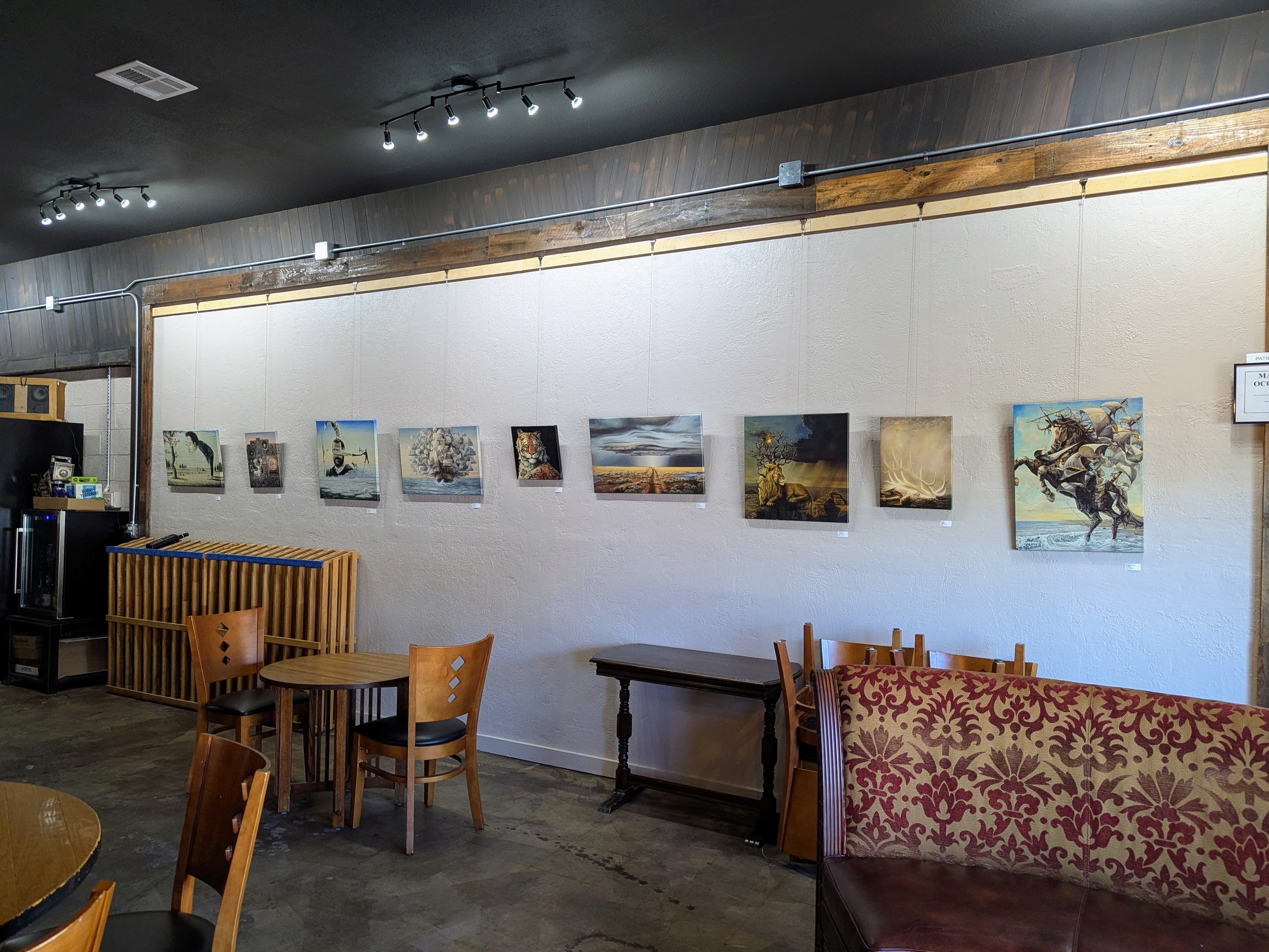 Photo of the art hanging at Harrington's Tap House
