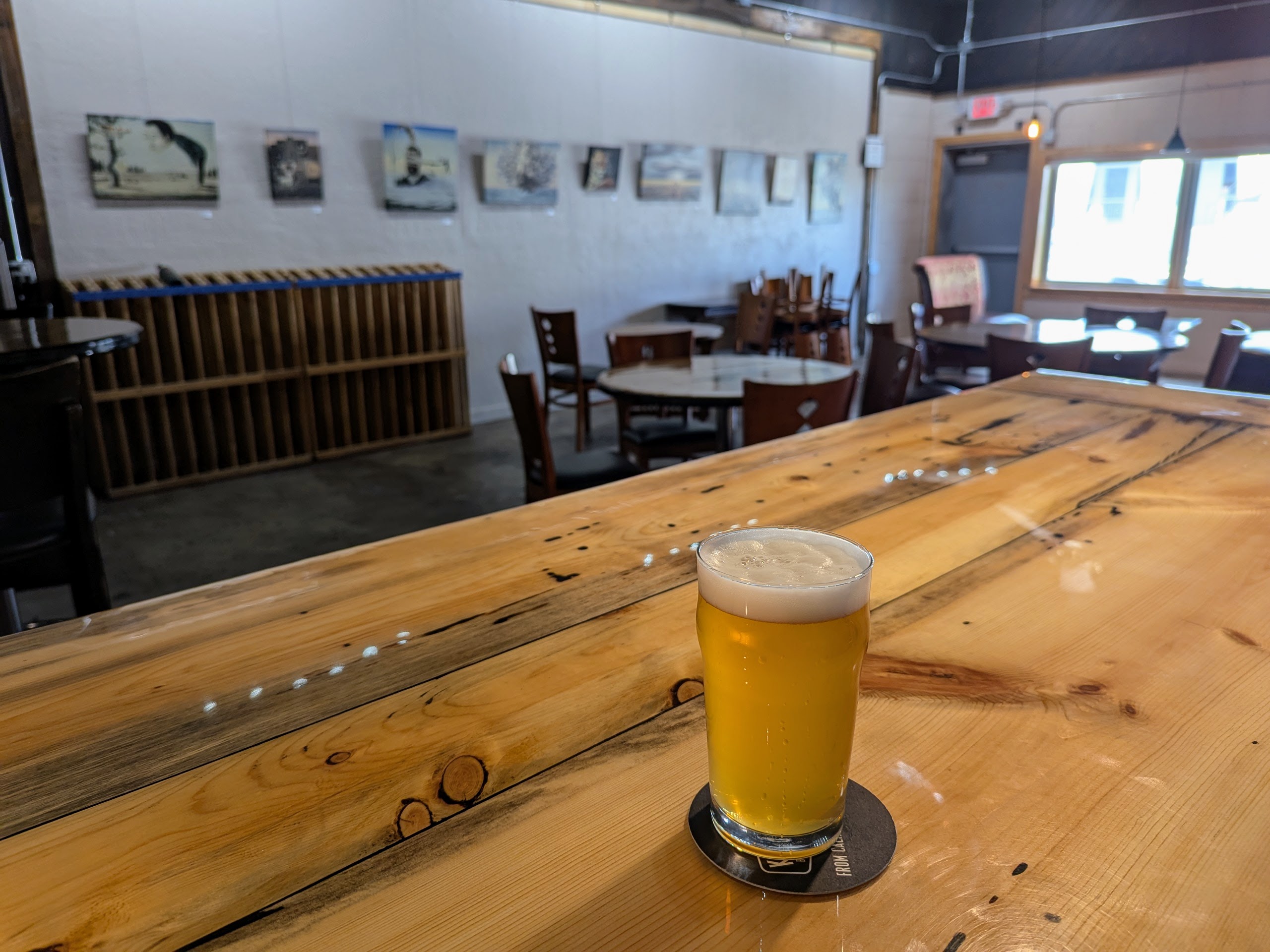 Photo of a beer on the bartop at Harrington's Tap House